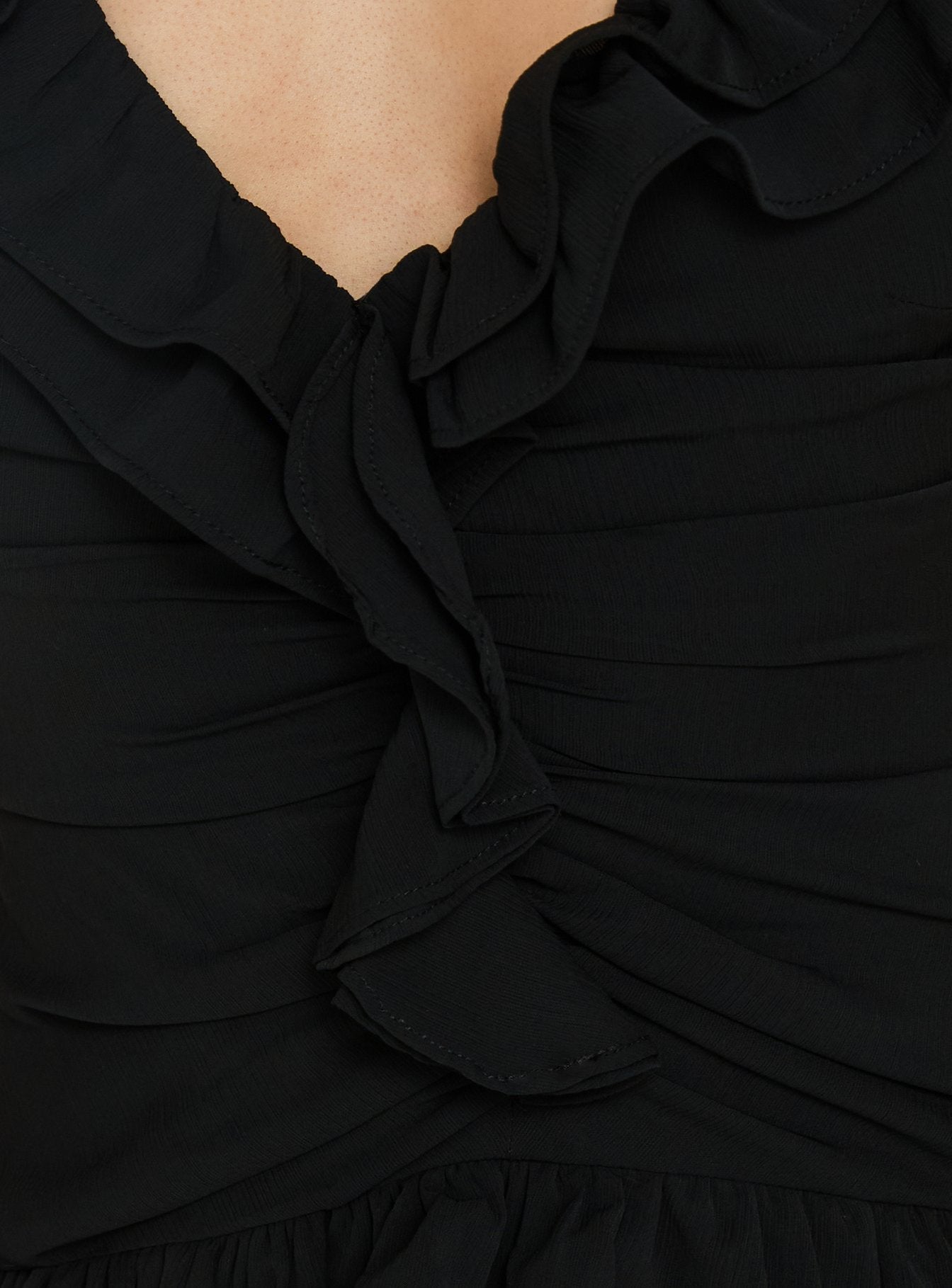 Fawnia Frill gerafftes Minikleid Schwarz