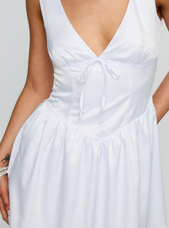 back view of model wearing Princess Polly Soul Shining Mini Dress White Plunger 