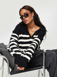 Williamson Stripe Sweater Black / Cream Princess Polly  regular 