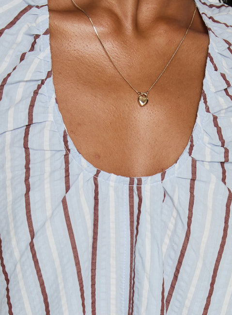 Eberta Ruched Baby Doll Mini Dress Blue Stripe