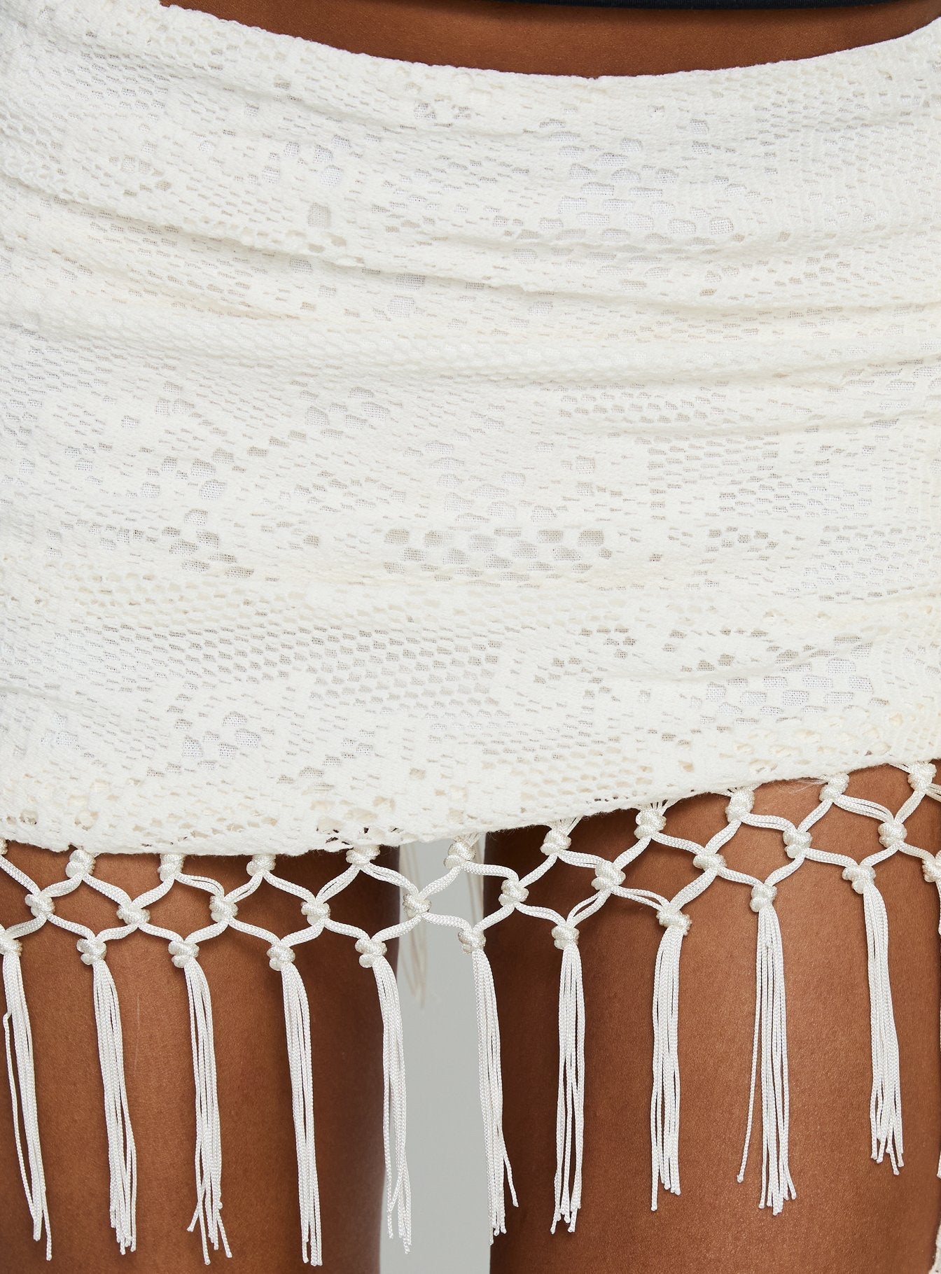 product Princess Polly Winita Macrame Tassel Mini Skirt Cream Mini Skirts 