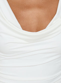 Miraculous Cowl Neck Twist Back Top White
