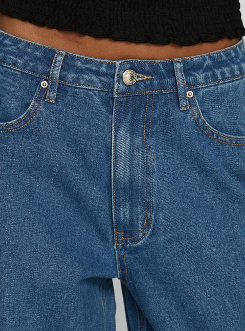product Princess Polly Naylor Mid Rise Wide Leg Jeans Mid Blue Wash Mid Rise Jeans 