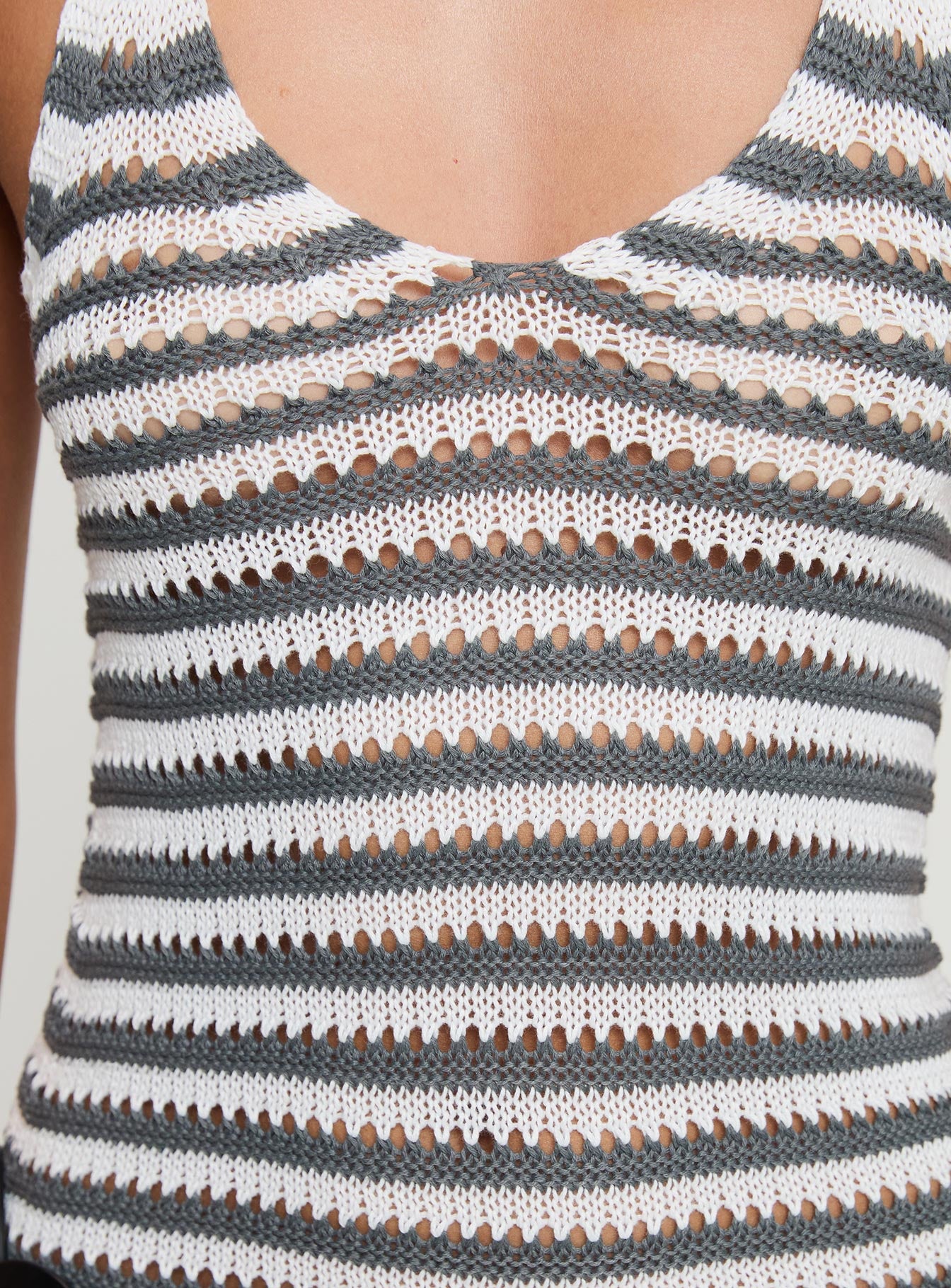 product Princess Polly Marino Mini Dress Grey / White Scoop Neck 