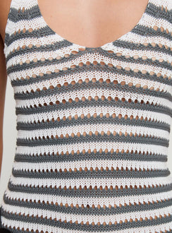 product Princess Polly Marino Mini Dress Grey / White Scoop Neck 