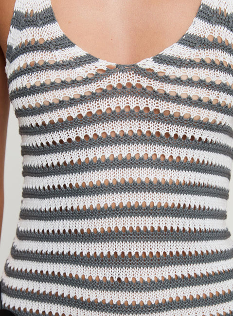 product Princess Polly Marino Mini Dress Grey / White Scoop Neck 