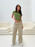 Front view of model wearing  front Princess Polly High Waisted Pants  Erilyn Drawstring Pants Beige