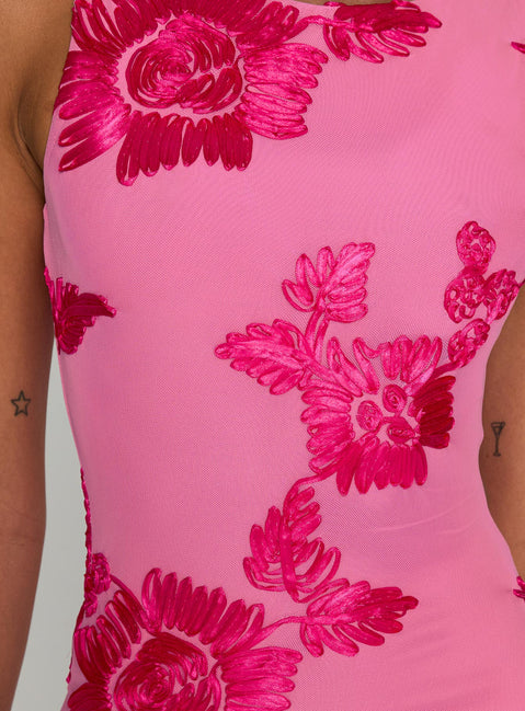 product Princess Polly Fionna Floral Maxi Dress Pink Crew Neck 