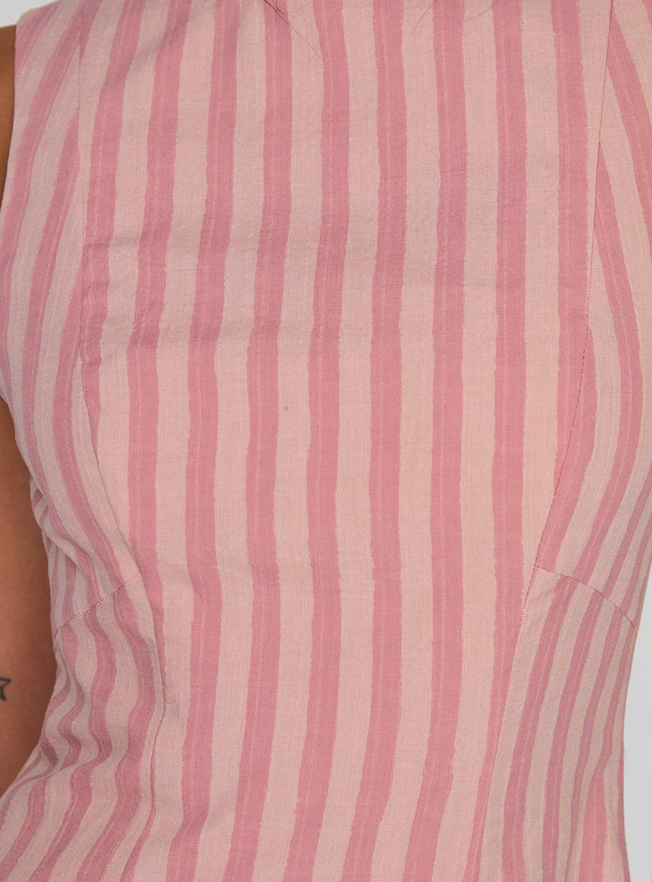 back view of model wearing Princess Polly Auggie Mini Dress Multi Boat Neck 