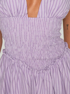 product Princess Polly Attracted Halter Mini Dress Purple Stripe Plunger 