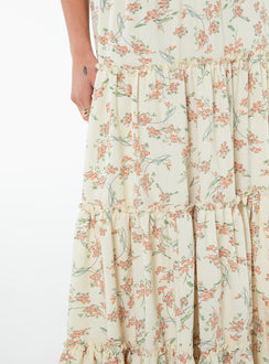 product Miriah Maxi Skirt Cream Floral Princess Polly  Midi Skirts 