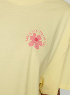 product Princess Polly Firenze Flower Market Graphic Top Yellow Half Sleeves Crew Neck 