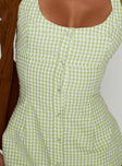 Mallorie Halter Mini Dress Green Check