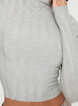 front view of model wearing Princess Polly Tinkla Long Sleeve Top Grey Full Sleeves High Neck 