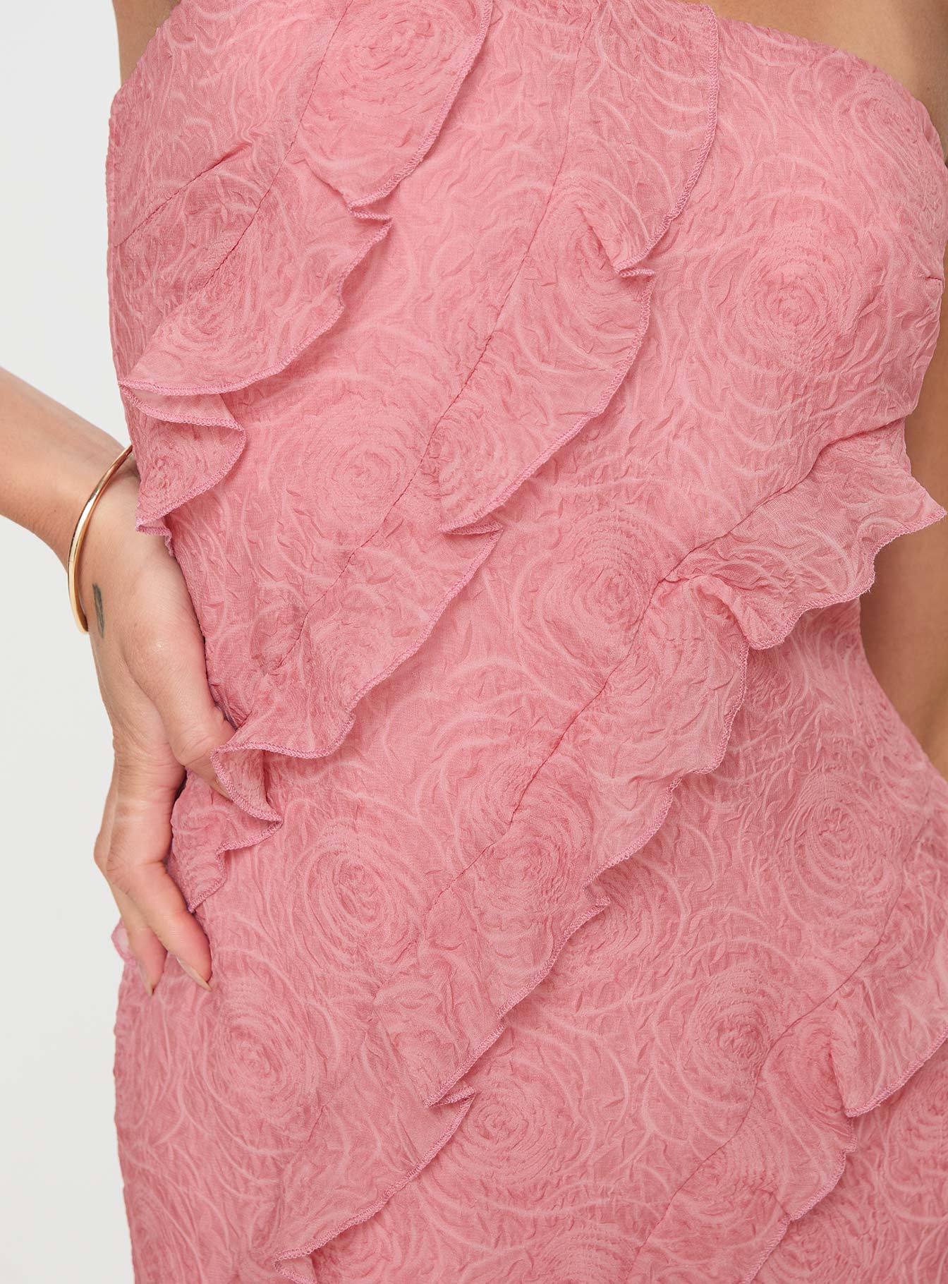 product Princess Polly Elestria Strapless Midi Dress Pink Straight Neck 