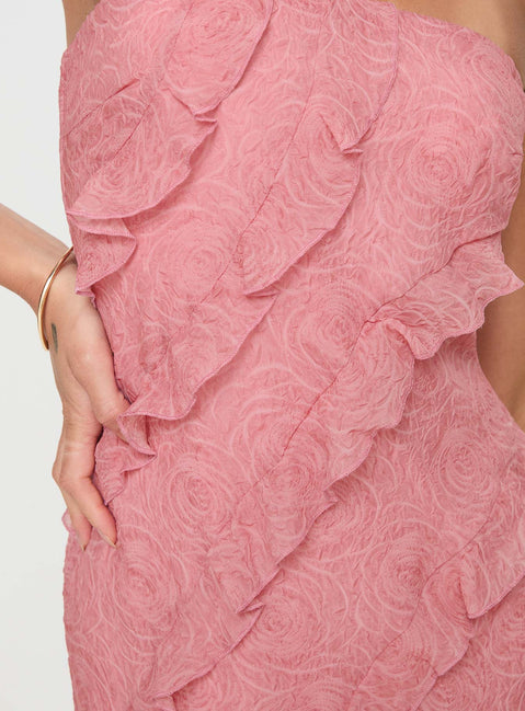 product Princess Polly Elestria Strapless Midi Dress Pink Straight Neck 