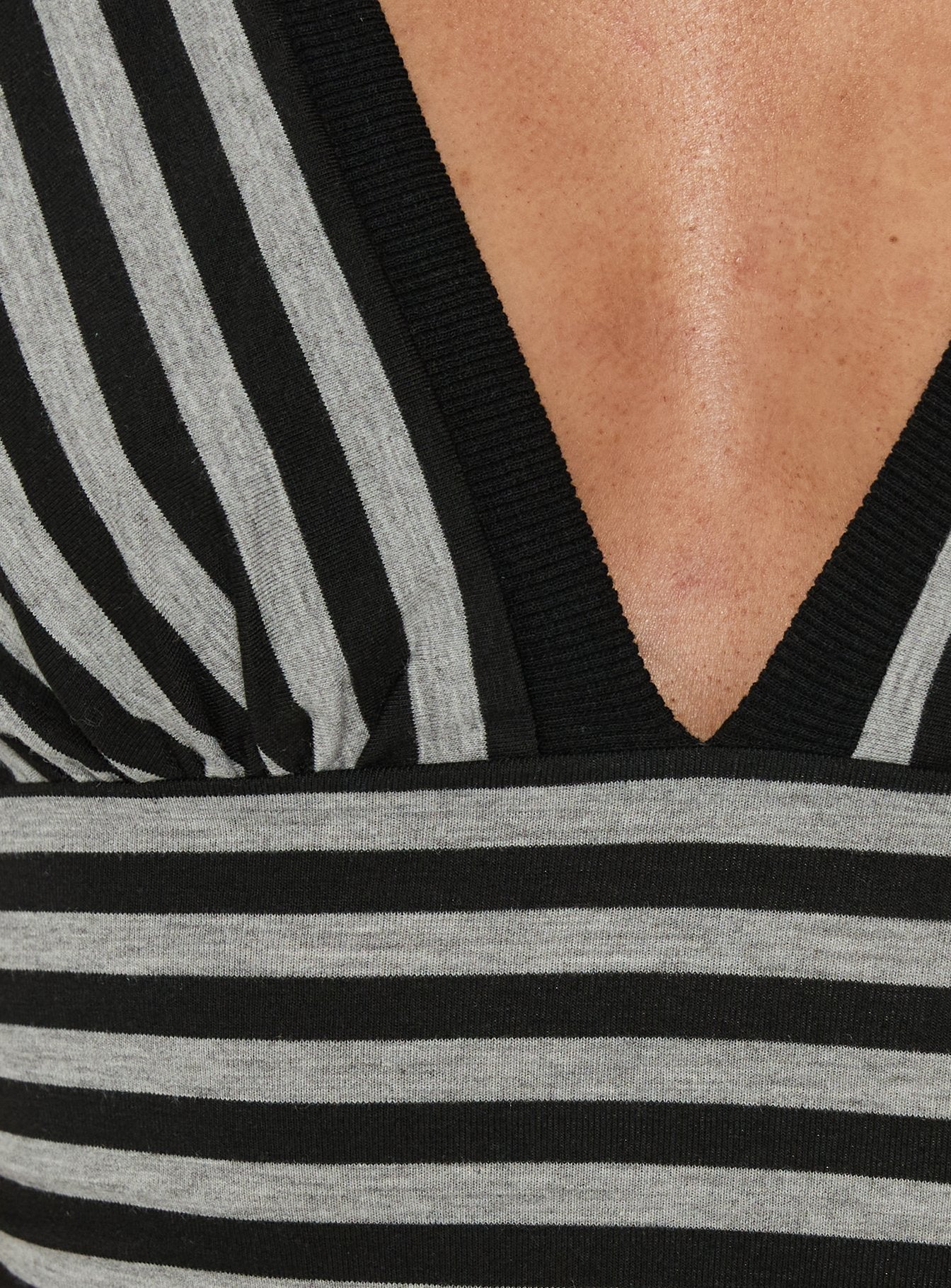 Eleanorre Batwing V Neck Top Grey Stripe