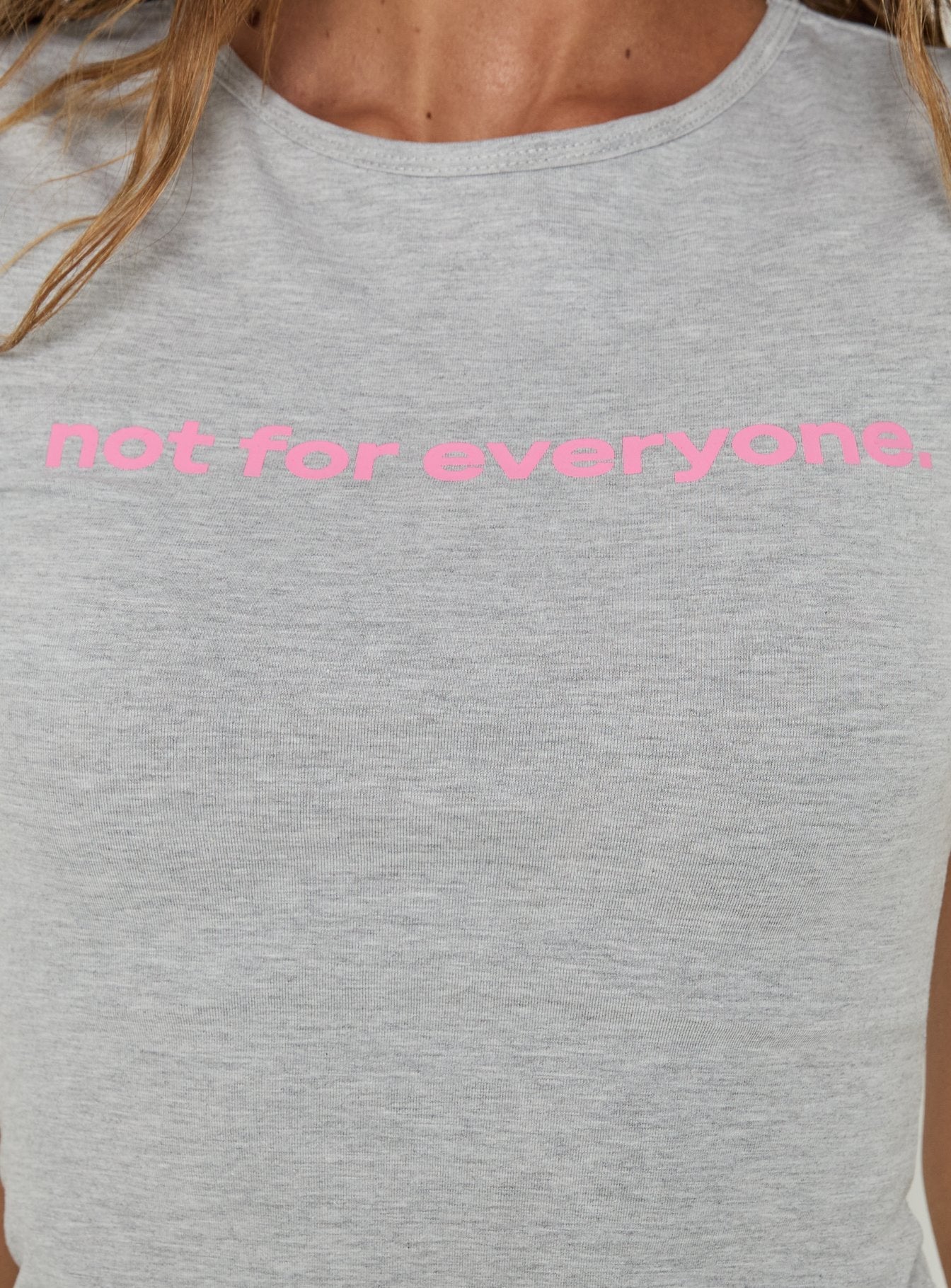 Not For Everyone Graphic Baby Tee Grey Marle / Pink