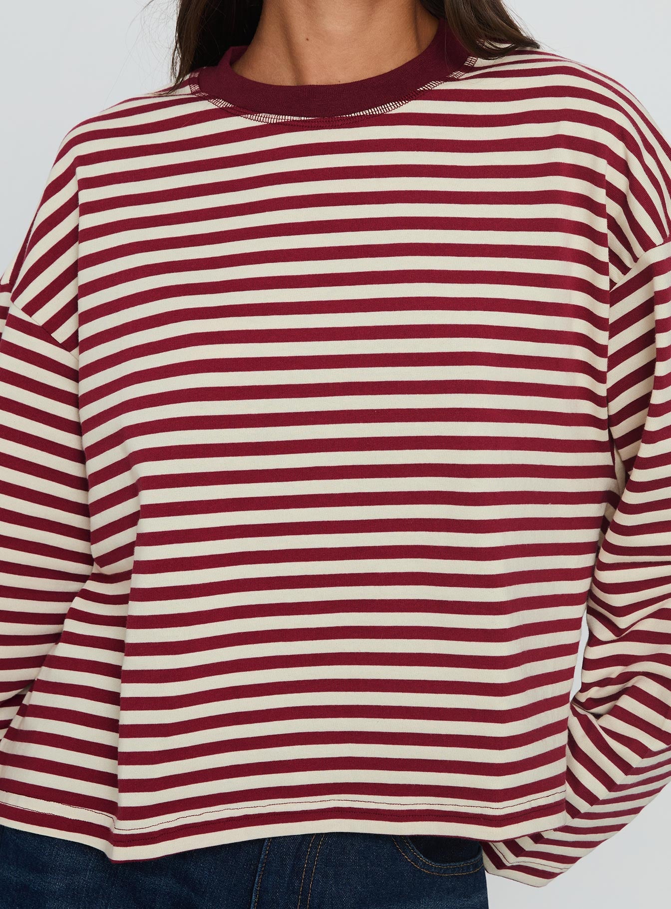 Bloom Long Sleeve Top Wine Stripe