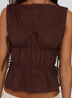 Endless Summers Tie Side Top Chocolate