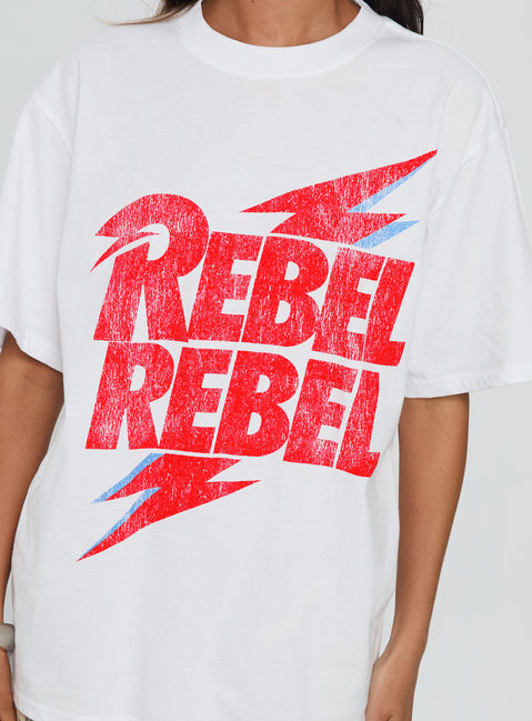 Rebel Rebel Oversized Graphic Top White