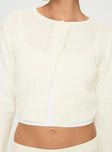Cropped knit sweater Wide neckline, button fastening down front