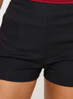 Front view of model wearing  front Lionita Shorts Black Princess Polly High Waisted Shorts 