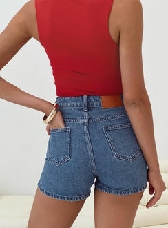 Tropicana Denim Shorts Mid Wash Petite