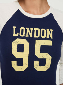 product Princess Polly London 95 Long Sleeve Top Navy Full Sleeves Crew Neck 