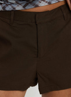 Amzie Tailored Mini Shorts Brown