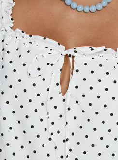 Swing Mini Dress White Polka Dot