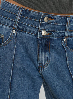 product Princess Polly Hannalee Low Rise Wide Leg Jeans Mid Blue Wash Low Rise Jeans 