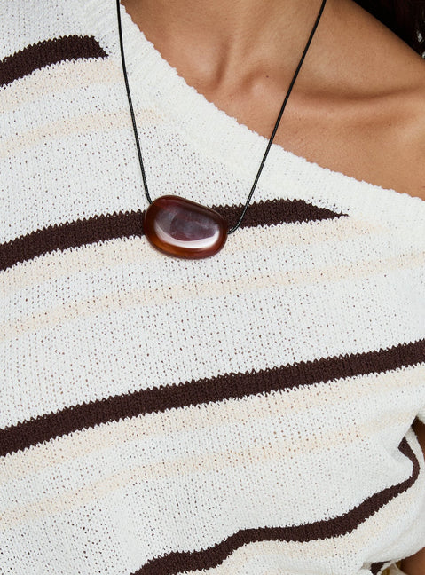 Ashfield Off Shoulder Top White / Beige Stripe