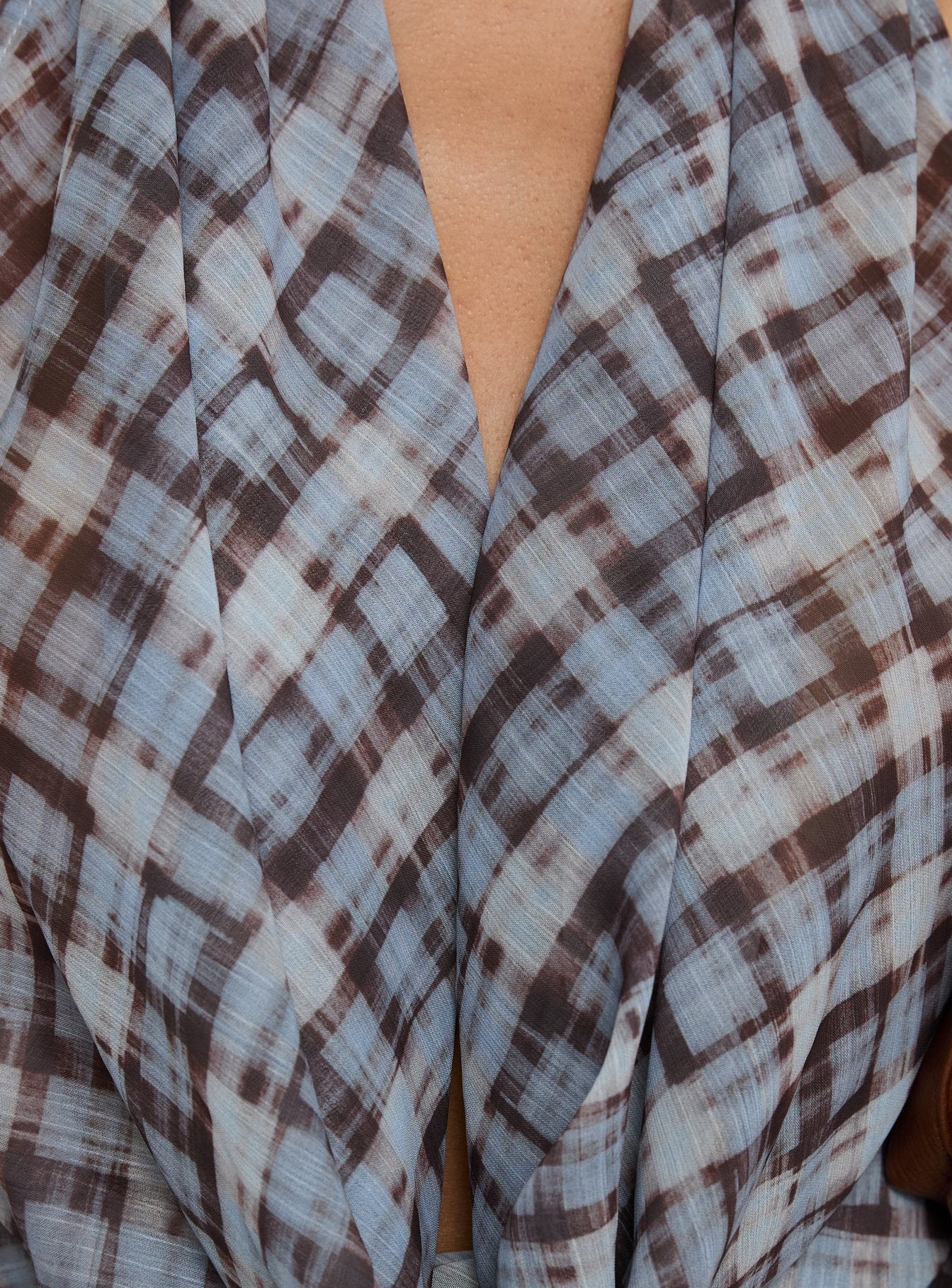 Aldana Plunge Neck Top Multi Check