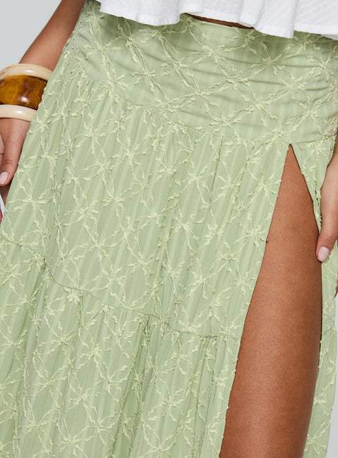 product Princess Polly Silver Soul Embroidered Maxi Skirt Sage Maxi 