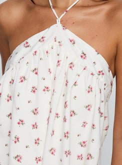 product Princess Polly Moonlit Mini Dress White Floral Asymmetric Neckline 