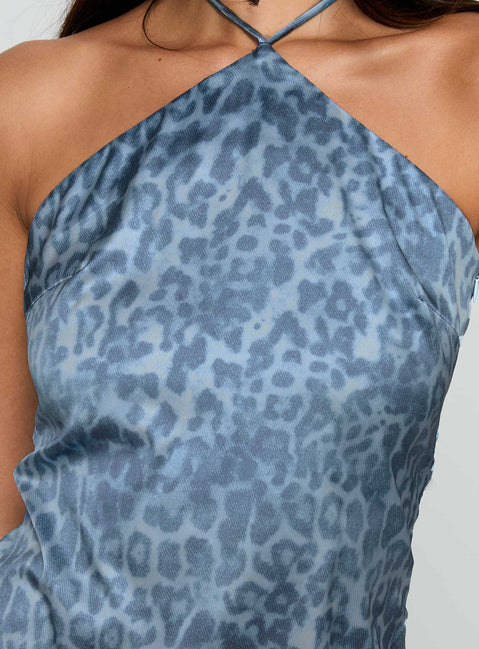 product Princess Polly Jaemes Top Blue Leopard Sleeveless 