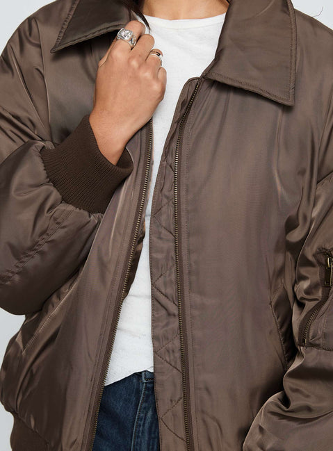Say Less Bomber Jacket Dark Brown