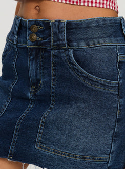 product Princess Polly Reel It In Denim Mini Skirt Dark Wash Mini Skirts 