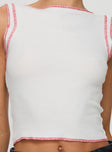 Tank top Contrast stitching, crew neckline Good stretch, unlined 