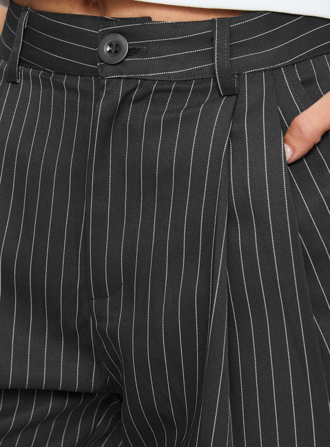 back view of model wearing Princess Polly In Office Longline Shorts Grey High Waisted Shorts 