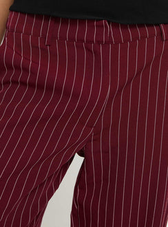 product Princess Polly Aquaville Pants Burgundy Pinstripe High Waisted Pants 