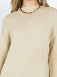 Princess Polly High Neck  Cheyenne Knit Sweater Dress Beige