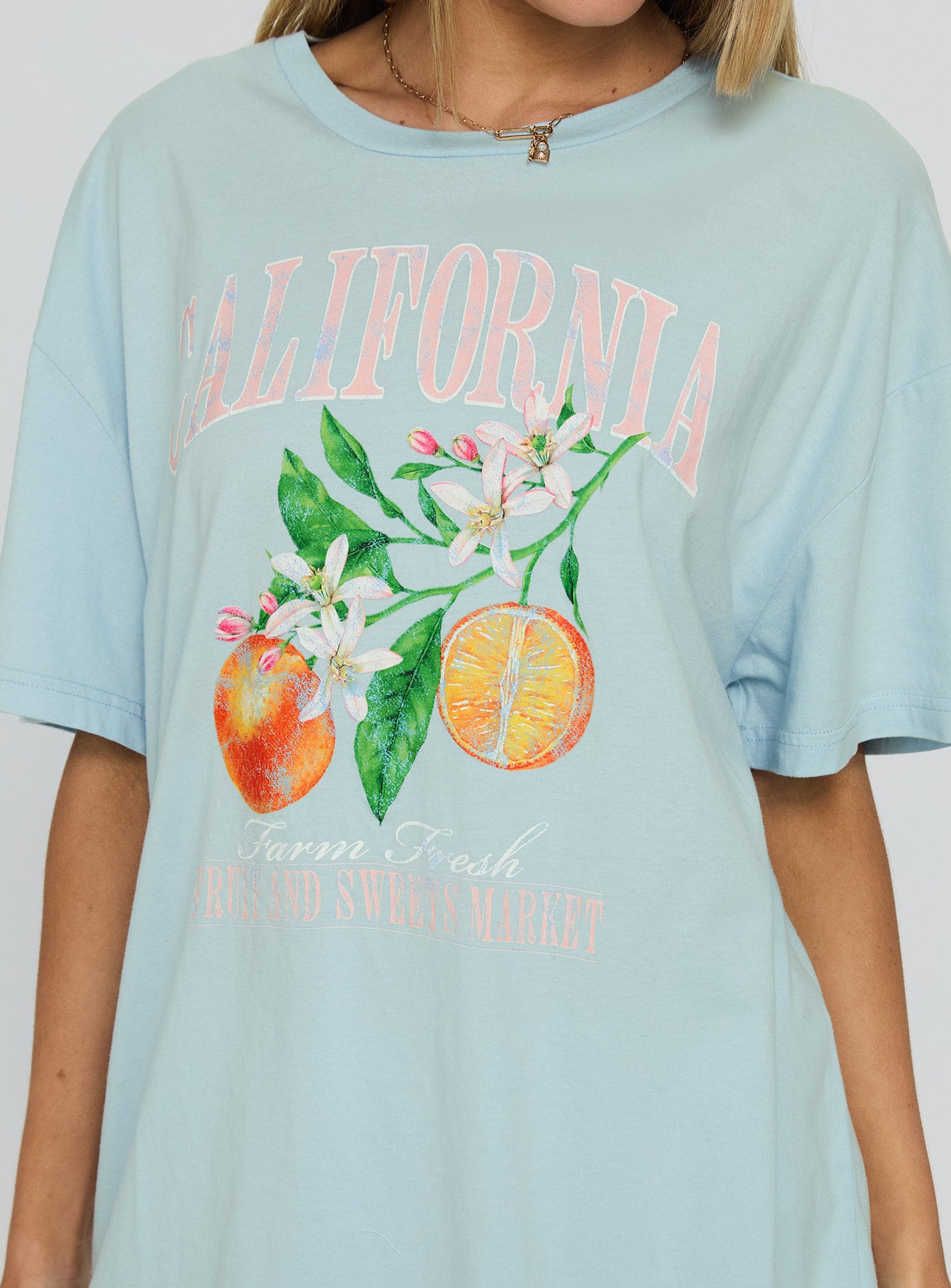 California Sugar Oversized Graphic Tee Blue