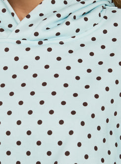 Mayse Bubble Hem Cropped Hoodie Blue Polka Dot