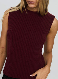 Jessabell Rib Sleeveless Top Wine