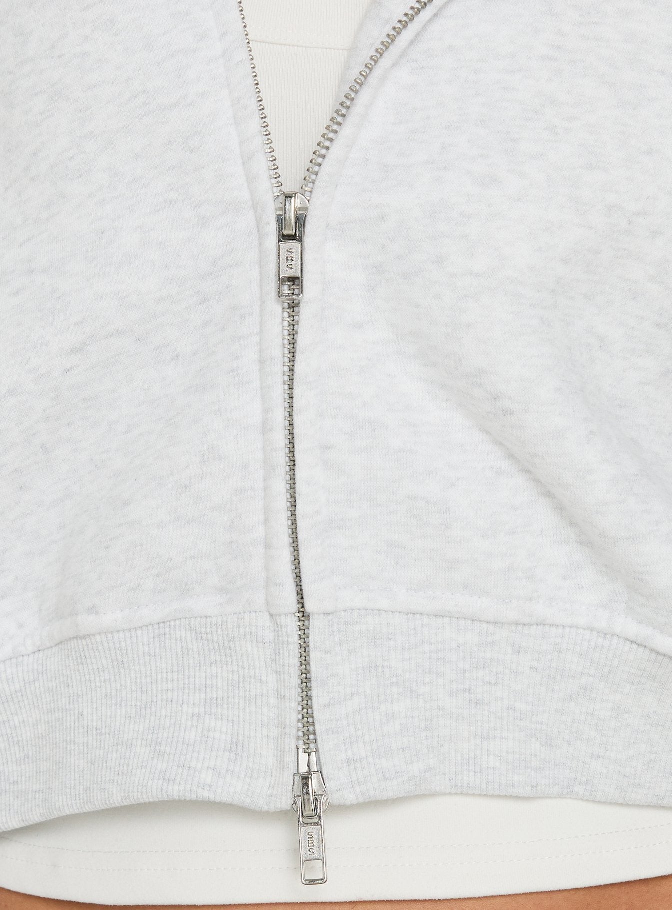 Zellah Double Ended Zipper Hoodie Grey Marle