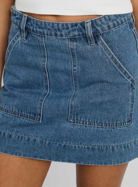 product Princess Polly Hughes Mini Skirt Light Blue Denim Mini Skirts 