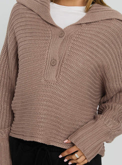 Praiano Button Front Collared Sweater Latte