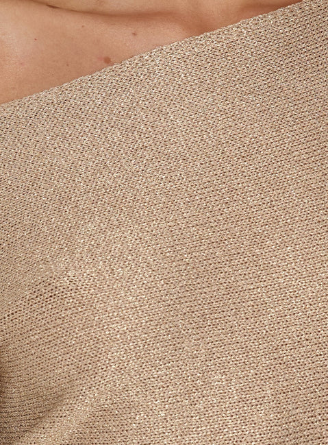 Kysa Off-Shoulder-Strickoberteil Gold